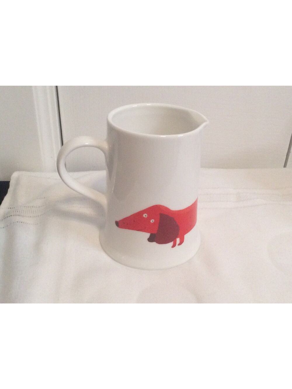NEW FENELLA SMITH ORANGE DACHSHUND CERAMIC CREAMER SYRUP PITCHER
